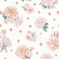Flowers on White Contemporary Bright Pattern IV #48815