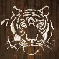 White Tiger on Dark Wood #50038