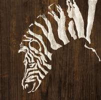 White Zebra on Dark Wood #50039