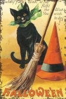 Halloween Nostalgia Cat with Broom #57290