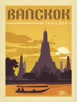 VINTAGE ADVERTISING BANGKOK THAILAND TEMPLE RIVER BOAT #JOEAND 116792