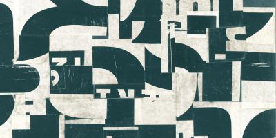 Collaged Letters Dark Green A #91310 Collaged Letters Dark Green A #91310