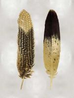 Gold Feather Pair on Silver #JBC114220