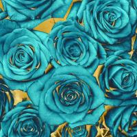 Roses - Teal on Gold #KTB113454