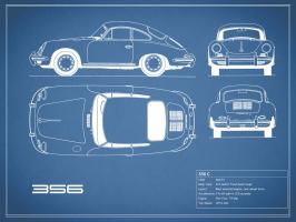 Porsche 356C-Blue #RGN112778