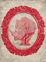 Framed Rhinoceros in Crimson #89803