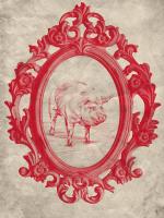 Framed Pig in Crimson #89848