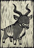 Kudu Linocut #90951