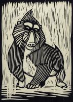 Mandrill Linocut #90953 Mandrill Linocut #90953