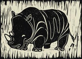 Rhino Linocut #90954